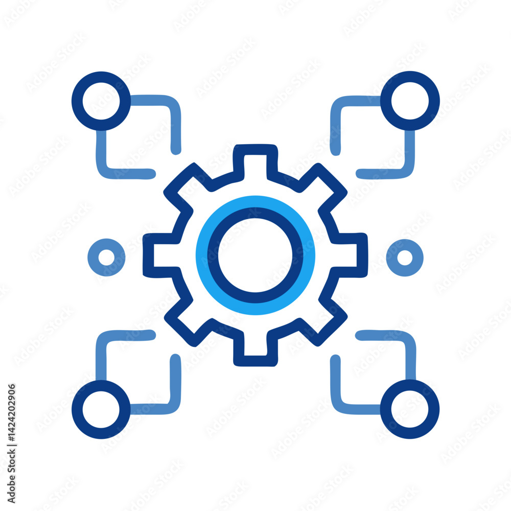 Poster Gear Network Icon Representing System Integration and Technological Connectivity