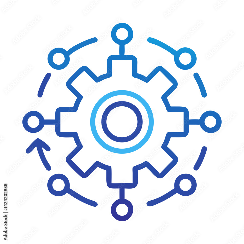 Fototapete gear network icon representing system integration and technological connectivity