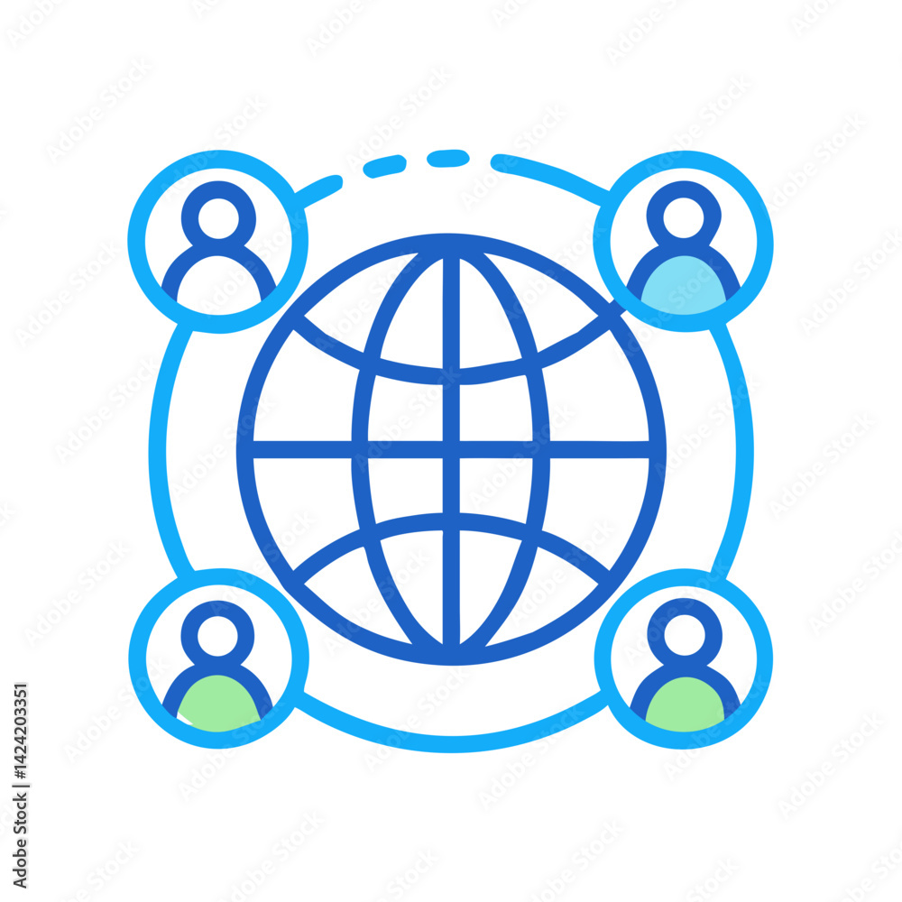 Aufkleber global team icon representing international collaboration and cross-border teamwork