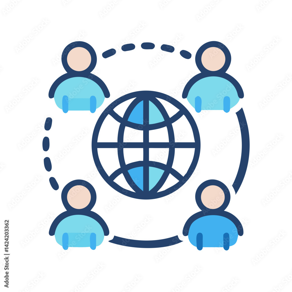 Aufkleber global team icon representing international collaboration and cross-border teamwork