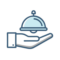 Fototapeta premium Hand Holding Bell Service Icon Representing Hospitality and Customer Assistance
