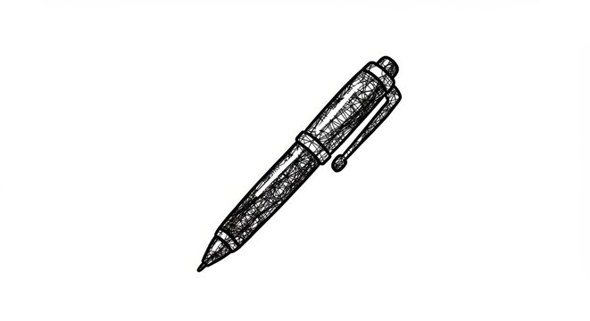 Detailed Hatchwork Pen: Hand-Drawn Illustration, Isolated on White.