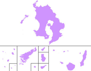 Fototapeta premium 鹿児島県 地図 紫 イラスト
