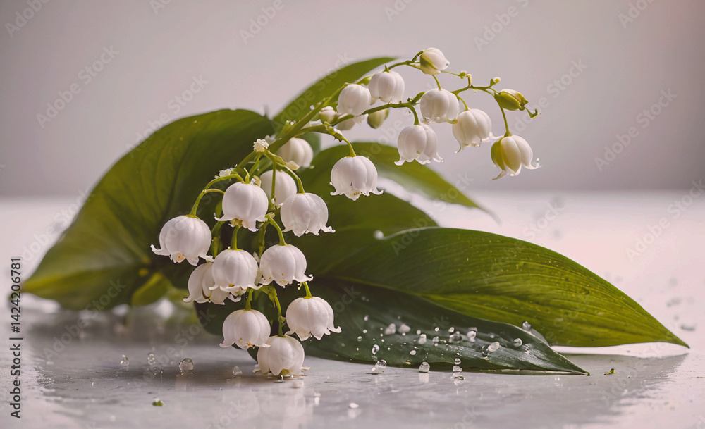 Aufkleber bunch of white flowers with green leaves. the flowers are arranged in a way that they are not touchi