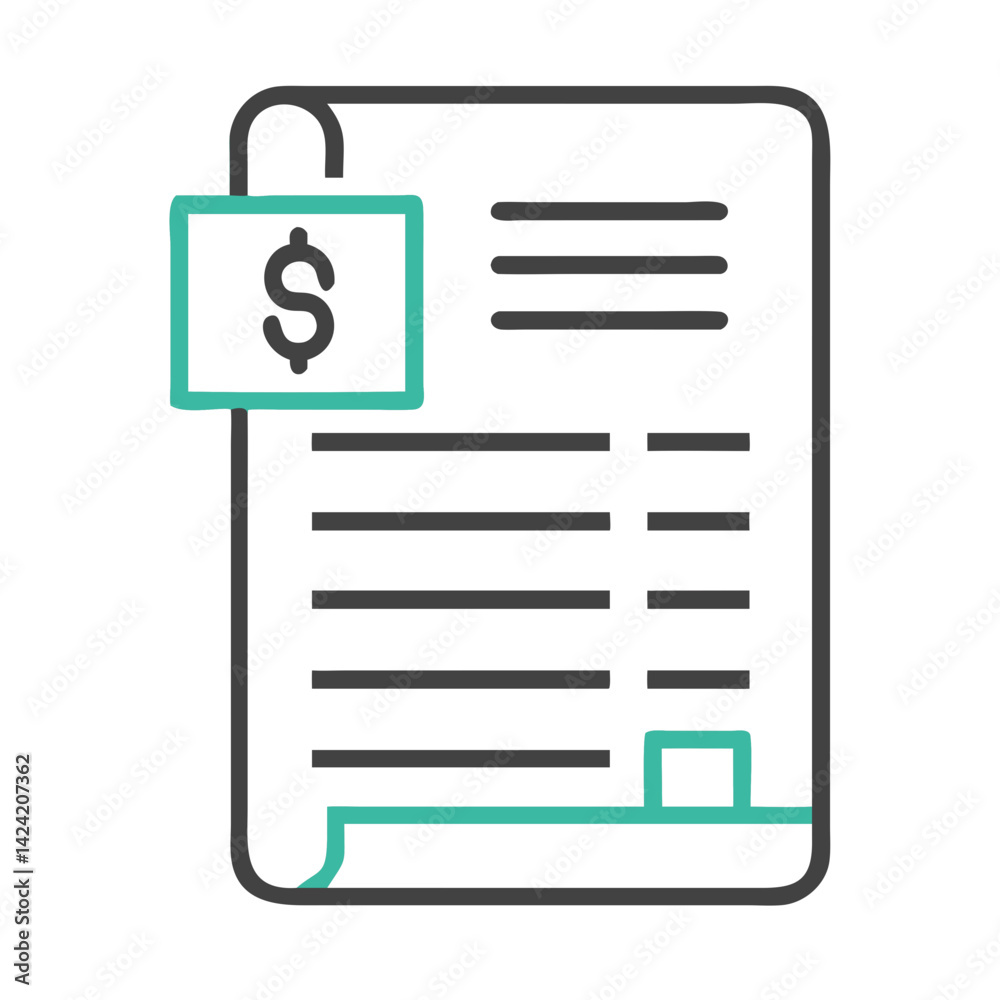 Aufkleber Invoice Document Icon Representing Billing Statement and Payment Request