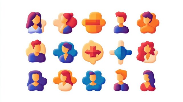 Teamwork icon set. Business team working together symbol. Co-worker, cooperation and collaboration icons. Solid icons vector collection.