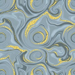Digital Marble Art with White, Silver, and Golden Tones


