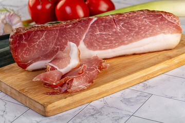 Dry parma pork meat piece