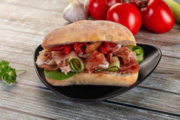 Ciabatta with cured parma and tomato