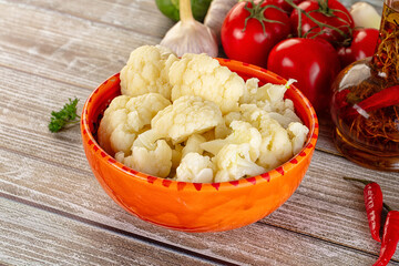 Vegan cuisine Steamed cauliflower cabbage