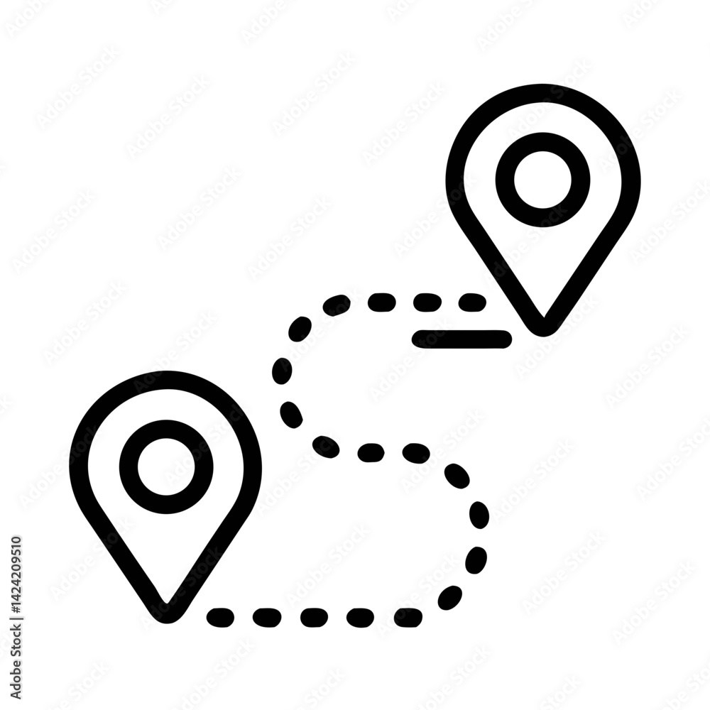 Aufkleber Location Path Icon Representing Travel Waypoints and Route Mapping