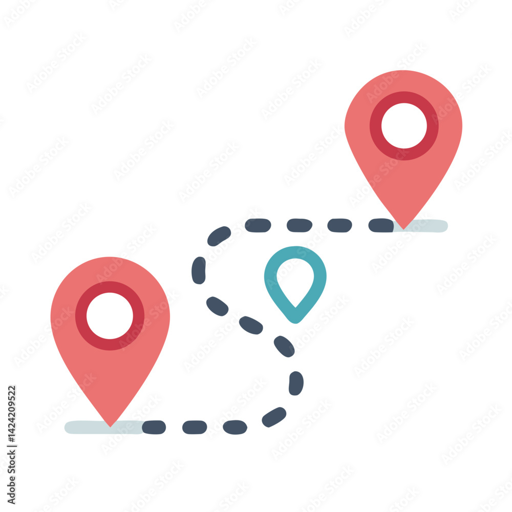 Aufkleber Location Path Icon Representing Travel Waypoints and Route Mapping