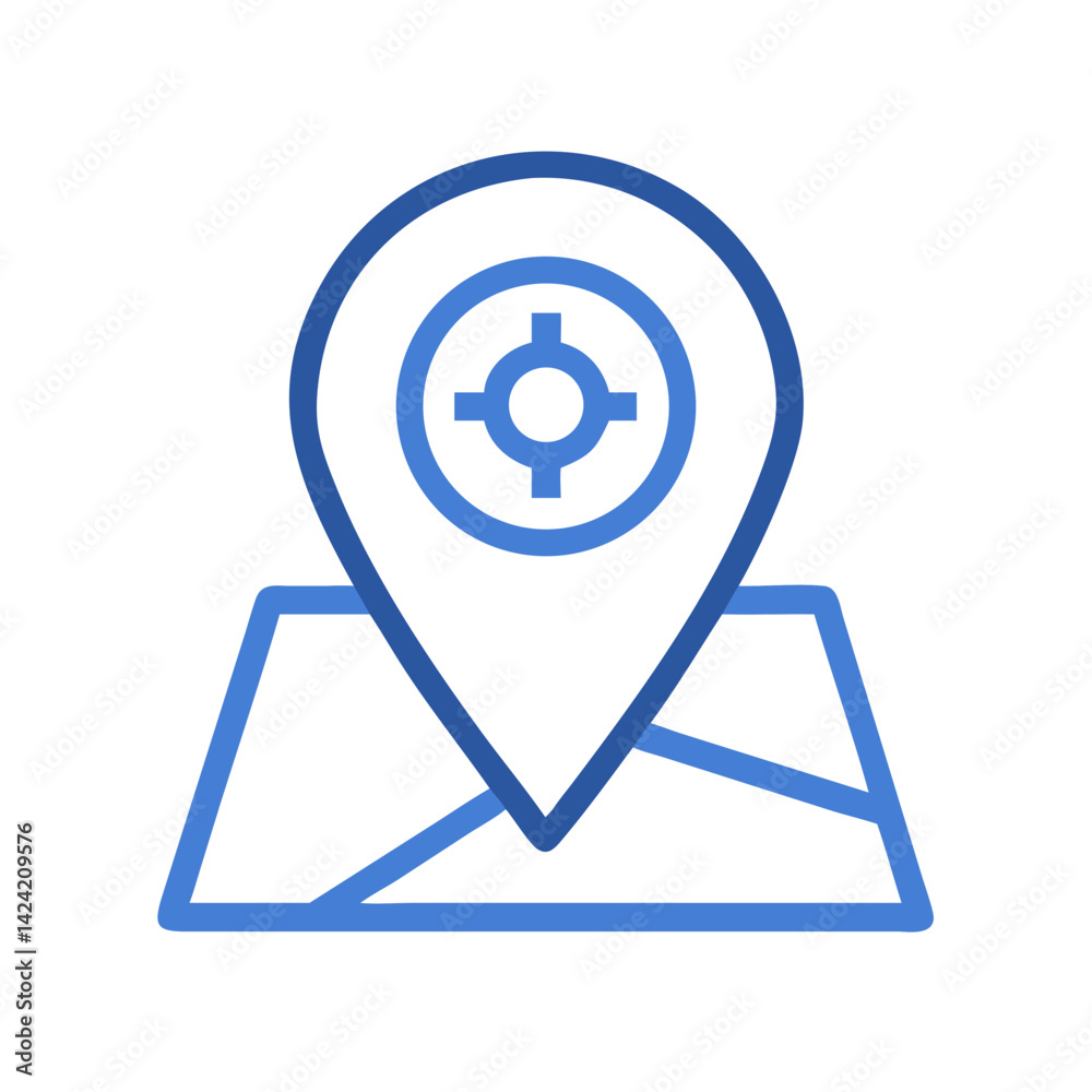 Aufkleber location pin icon representing travel destination and map navigation