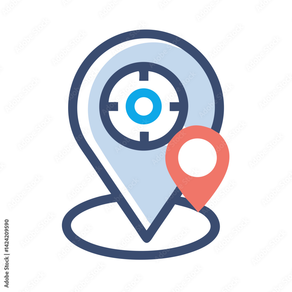 Aufkleber location pin icon representing travel destination and map navigation