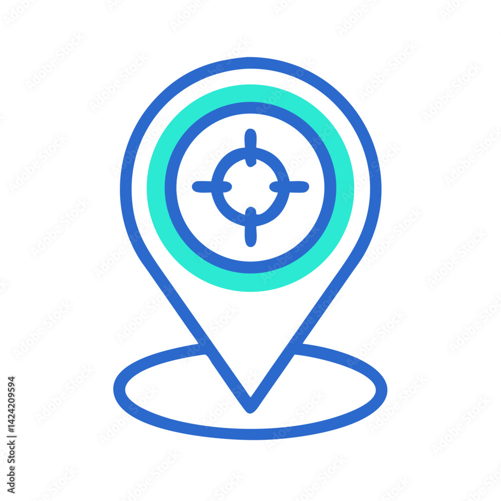 Aufkleber location pin icon representing travel destination and map navigation