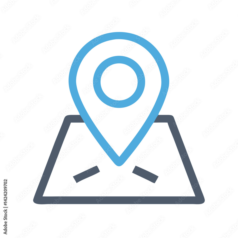 Aufkleber location pin icon representing travel destination and map navigation