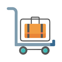 Luggage Cart with Bags Icon Representing Hotel Service and Travel Convenience