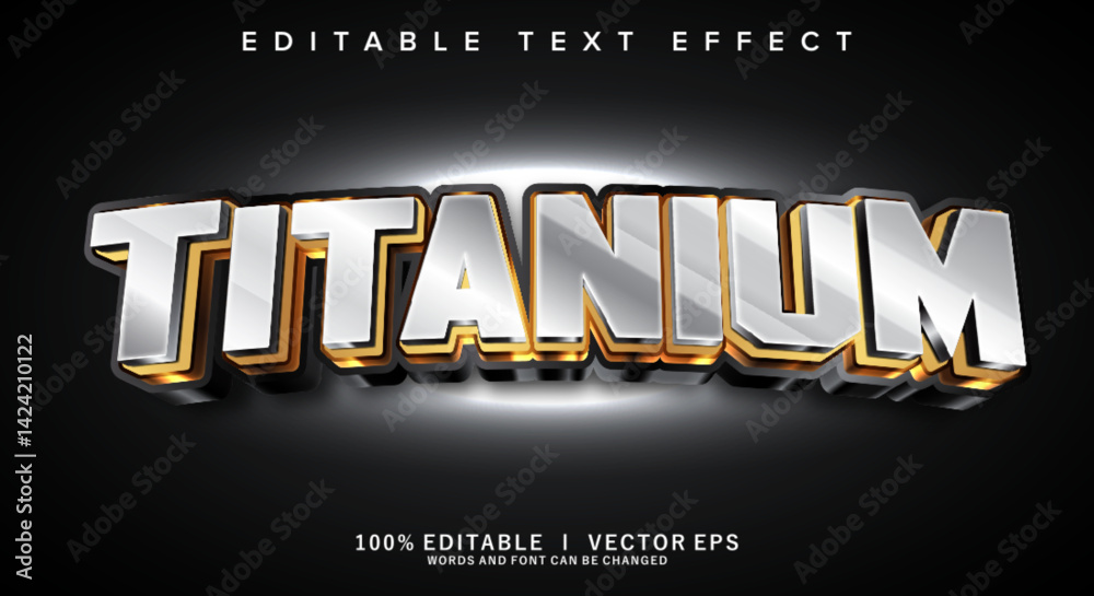 Aufkleber titanium 3d vector text effect with modern style design