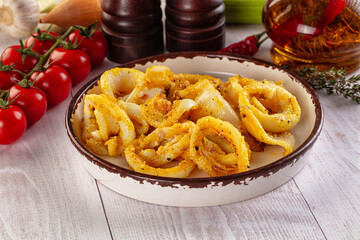 Roasted squid rings snack appetizer