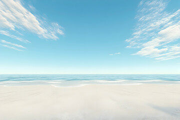 Pristine beach scene under a vast, azure sky.
