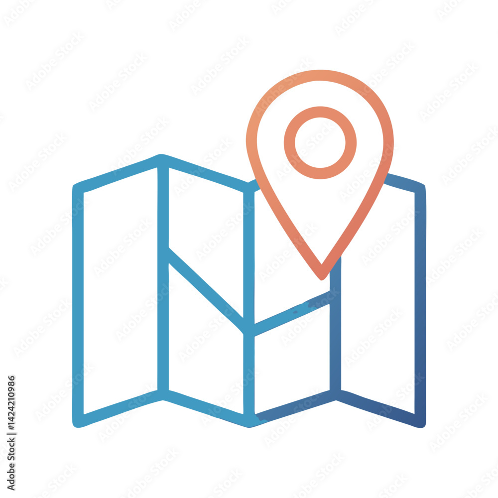 Aufkleber Map with Marker Icon Representing Location Tracking and Navigation