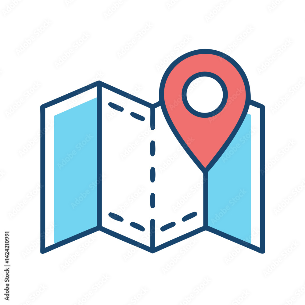 Aufkleber Map with Marker Icon Representing Location Tracking and Navigation