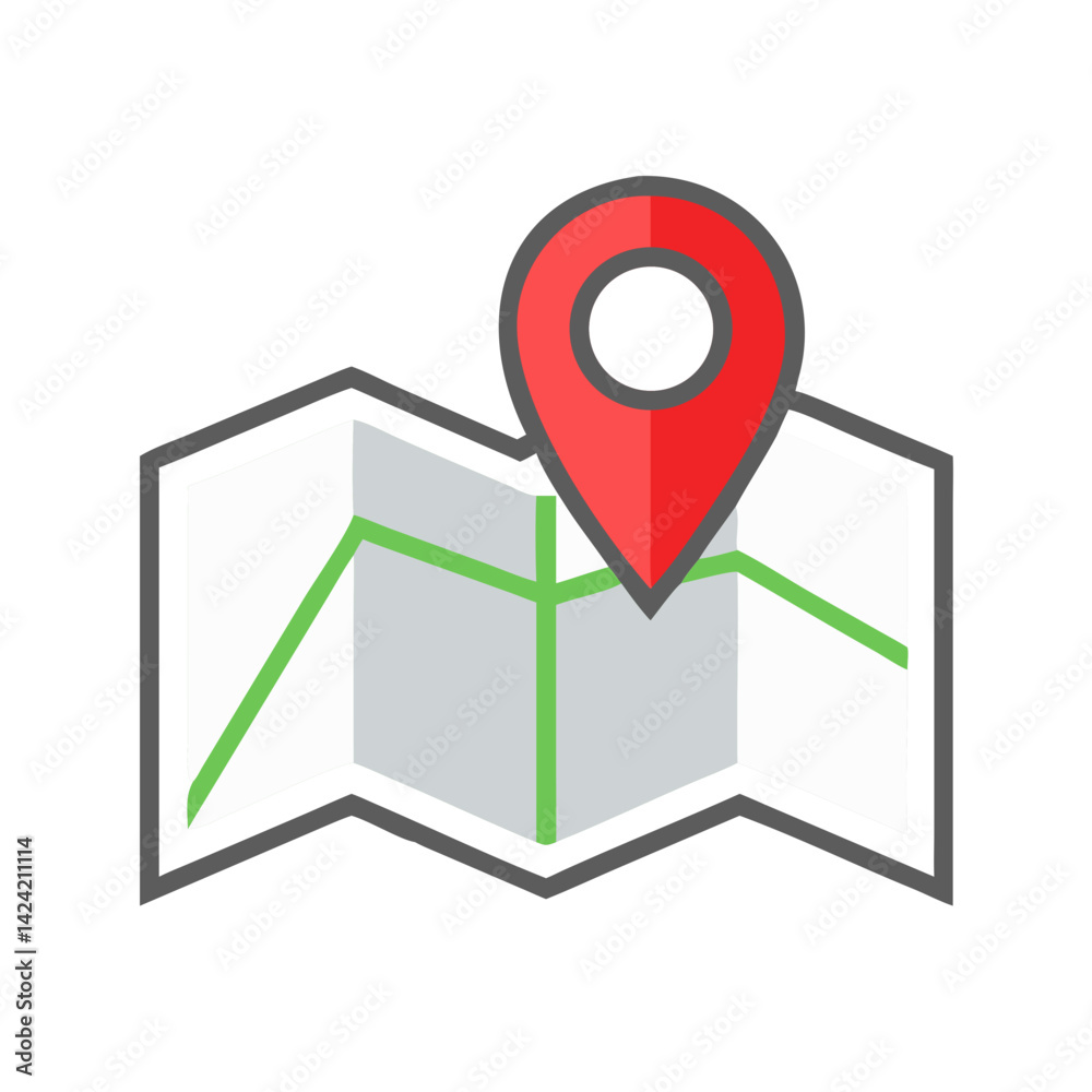 Aufkleber Map with Marker Icon Representing Location Tracking and Navigation
