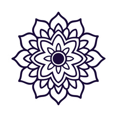 Indian Flower Mandala Floral Sacred Ornament Pattern Lotus Petal Icon Vector