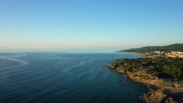 The Mediterranean Sea near Arkoudi in Europe, Greece, Peloponnese, in summer on a sunny day.&nbsp;