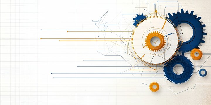 Geometric pattern futuristic blueprint technical concept Abstract gears with dynamic lines and geometric design elements.