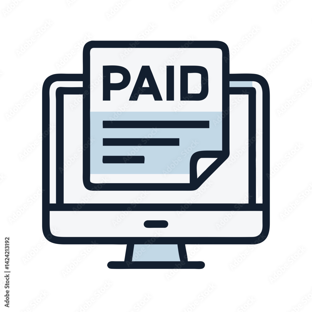 Poster monitor with invoice icon representing paid marketing and billing management