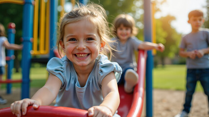 Fototapeta premium Children playing in a playground