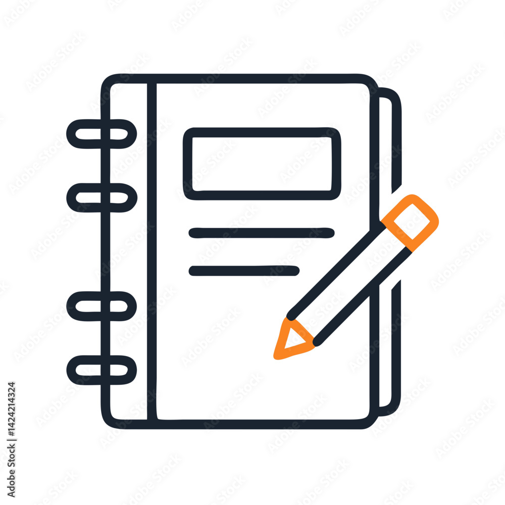Aufkleber notebook with pencil icon representing writing, drawing, and note taking