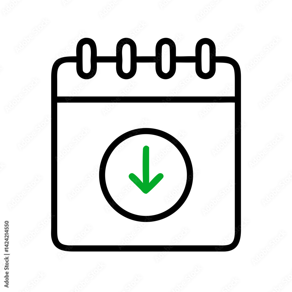 Poster Notepad with Countdown Arrow Icon Representing Task Deadline and Time Management