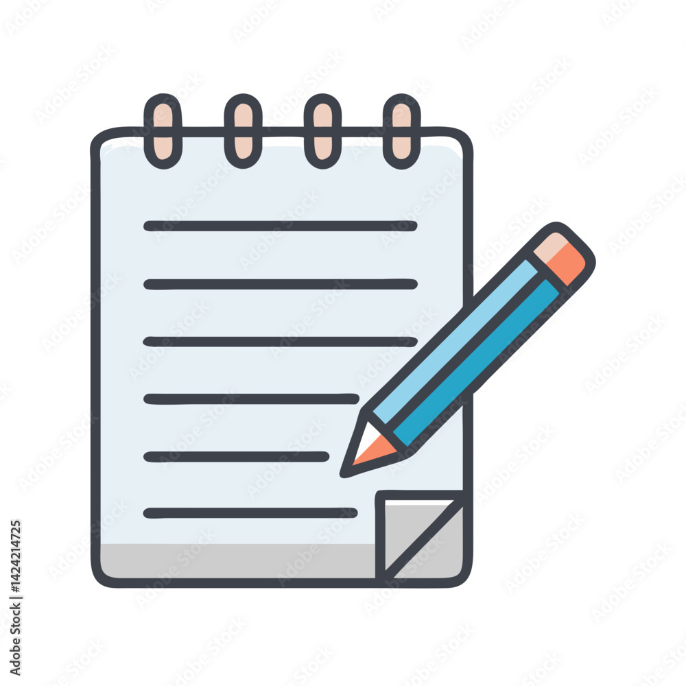 Leinwandbilder notepad with paper and pencil icon representing note taking and writing tasks