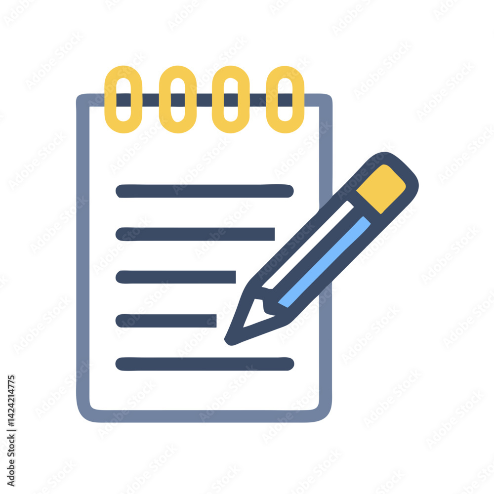 Poster notepad with pencil icon representing writing, note-taking, and task planning
