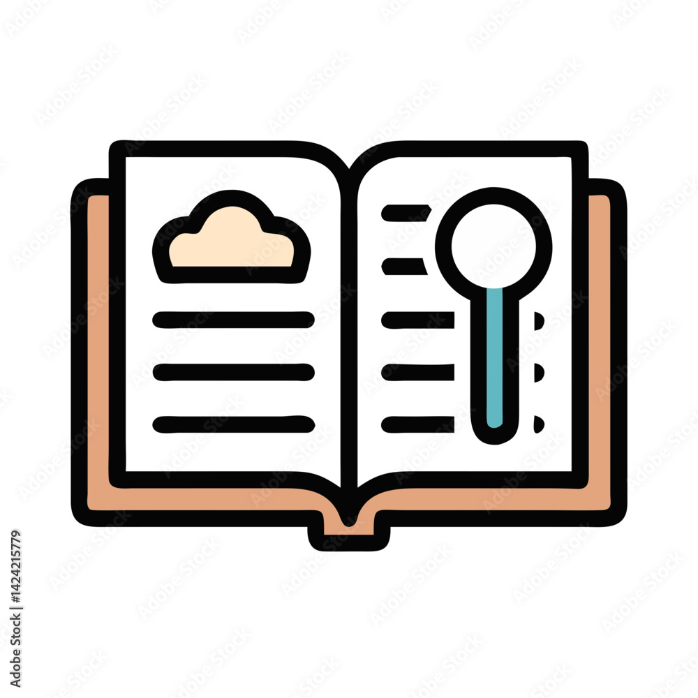 Aufkleber Open Cookbook Icon Representing Step-by-Step Recipe Instructions and Cooking Guide