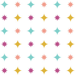 A cheerful seamless pattern featuring colorful abstract shapes on a white background. Perfect for digital scrapbooking, kids' crafts, wrapping paper, and decorative design projects.