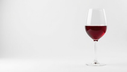 Single red wine glass, vivid color on pure white backdrop , elegant, wineglass