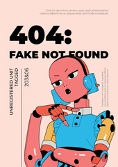 Cyberpunk Robot Girl with 404 Error