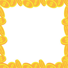 Money Background Gold Coins Border Frame Wealth Finance Currency Cash Vector
