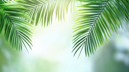 Fototapeta premium Vector green tropical background with palm leaves for decor, covers, backgrounds, wallpapers