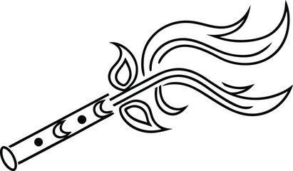 Abstract Line Art Flute With Flowing Design Elements For Creative Projects
