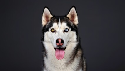 Siberian Husky Dog Licking its Nose


