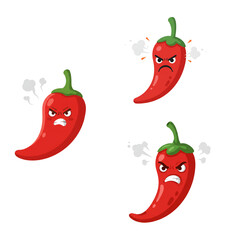 Angry cartoon chili pepper characters