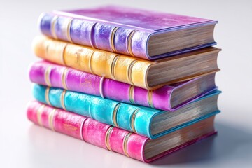 Pastel-Colored Antique Books Stack: A Dreamy Vintage Still Life