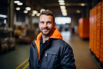 Obraz premium confident smiling man portrait in a factory worker