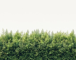 Obraz premium Green hedge row beneath a bright, plain sky