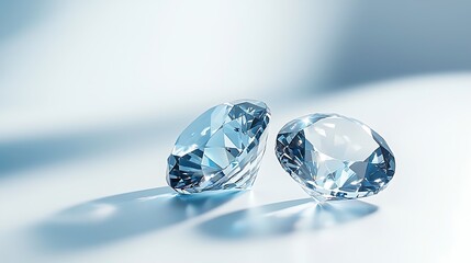 Two Sparkling Diamonds on a Blue Background