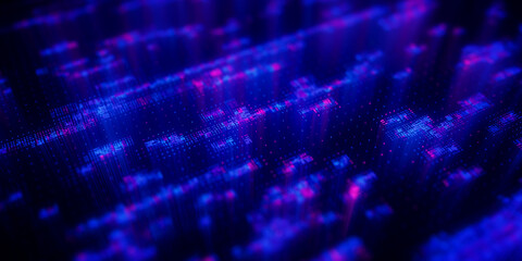 Big Data clusters complex graph. Quantum computing patterns. Cyber space of AI technology neural connections. Futuristic graph. Digital information presentation. 